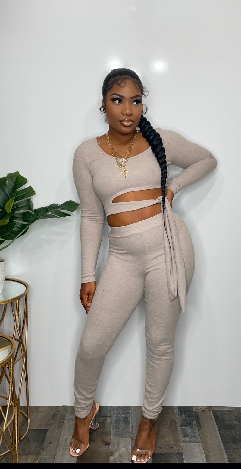 The "Knottie"" Side-Tie Long Sleeve Set