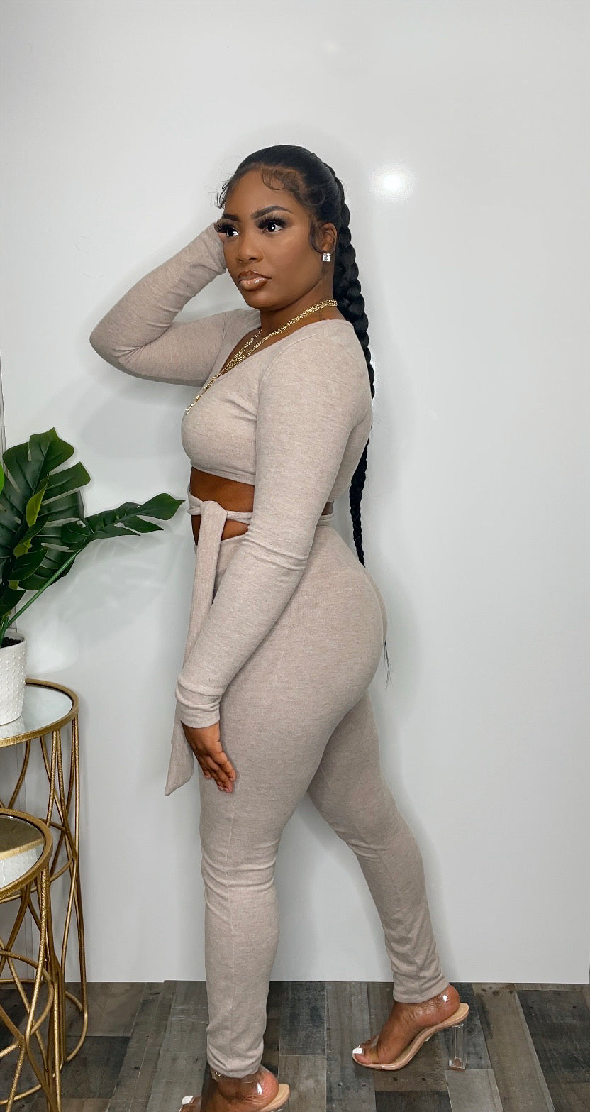 The "Knottie"" Side-Tie Long Sleeve Set