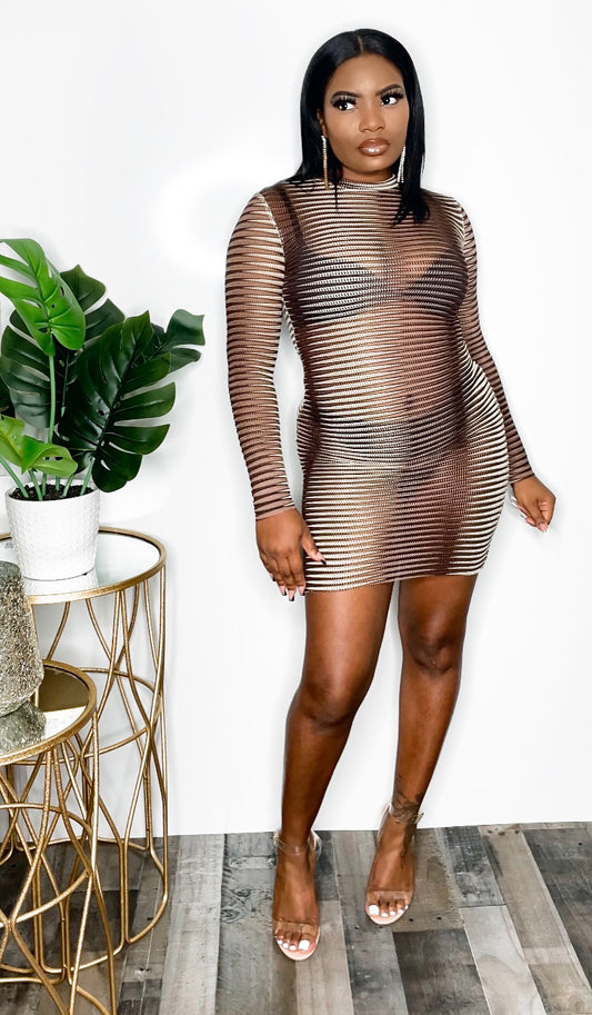 Koffee N Kream -Long Sleeve Multicolored dress