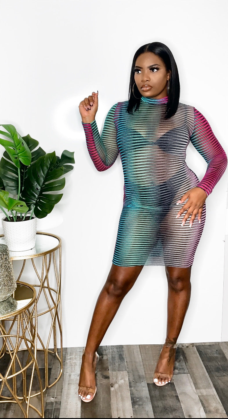 Kandy N Kotton - Long Sleeve Multicolored dress